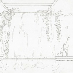 boceto allberca con cascada de la residencia de H. Gerard